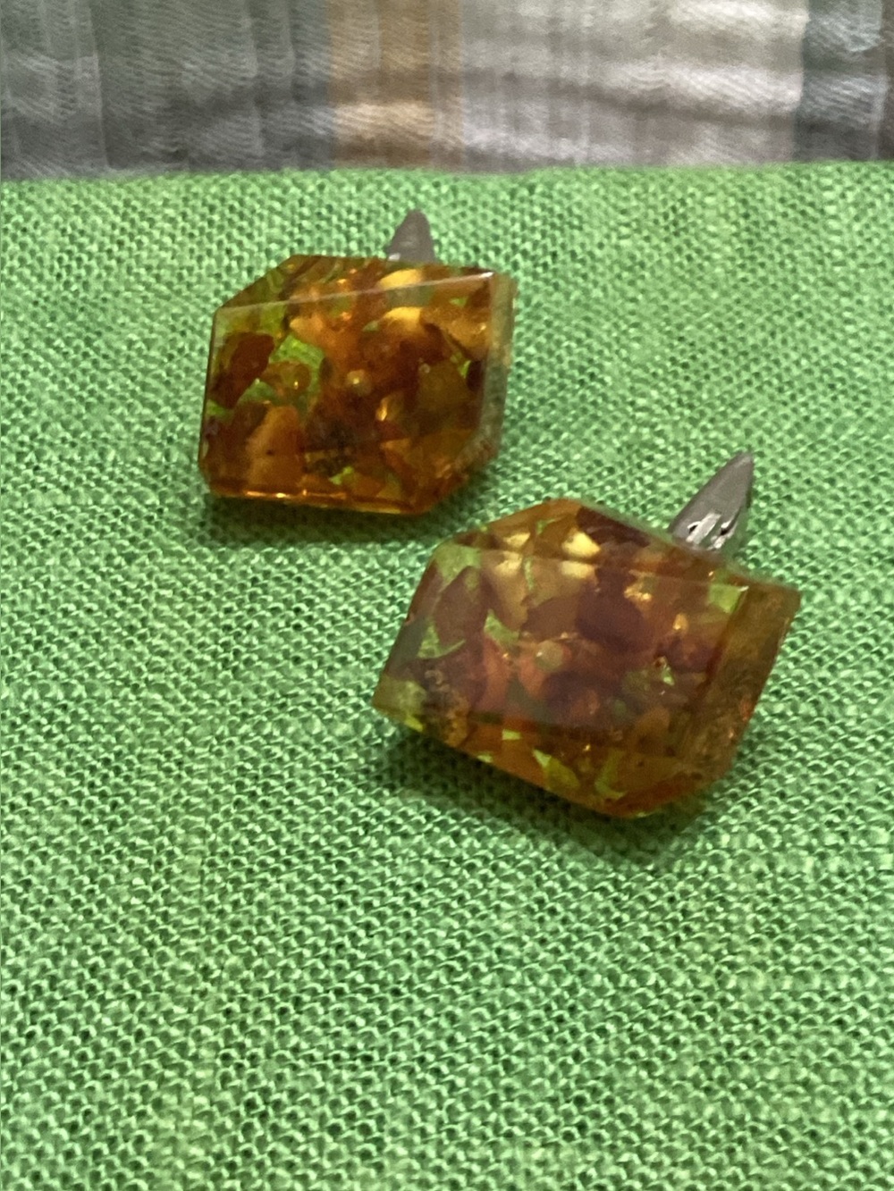 Vintage Baltic amber cufflinks marked 
“MET” Mid-century modern Academia